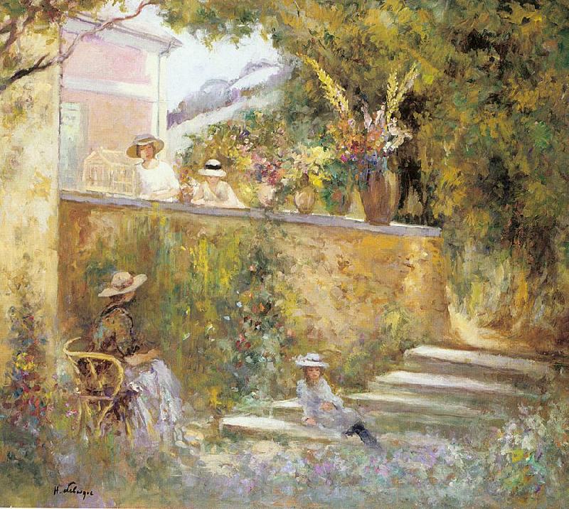 Lebasque, Henri Nono and Marthe in the Garden with Madame Lebasque Norge oil painting art